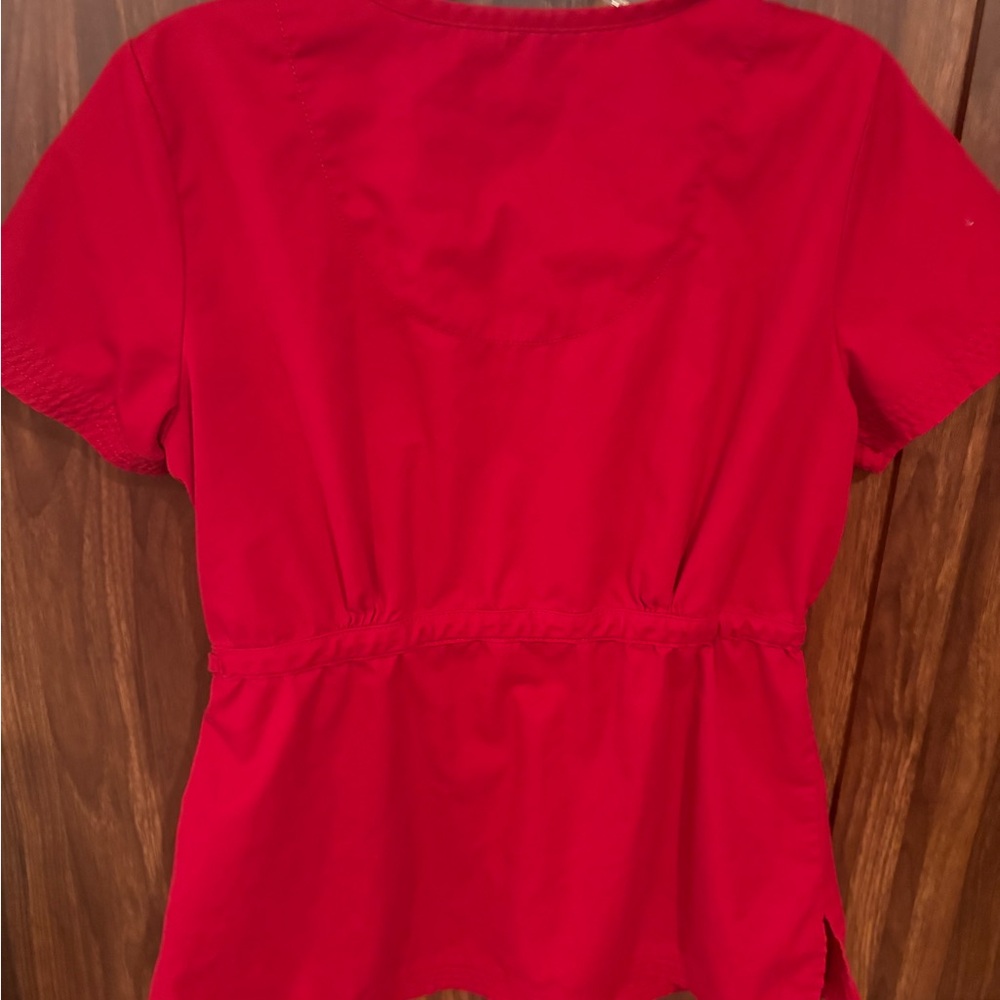 Koi Red Women's scrub set with Floral Accent - Picture 2 of 8